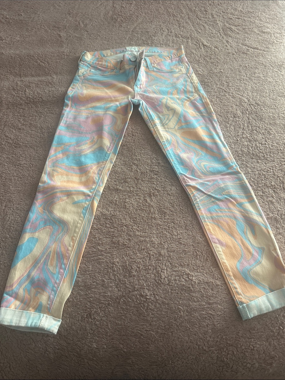 Hudson Jeans Pastel Swirl Skinny Jeans - Blue, Pink, Cream, Tan